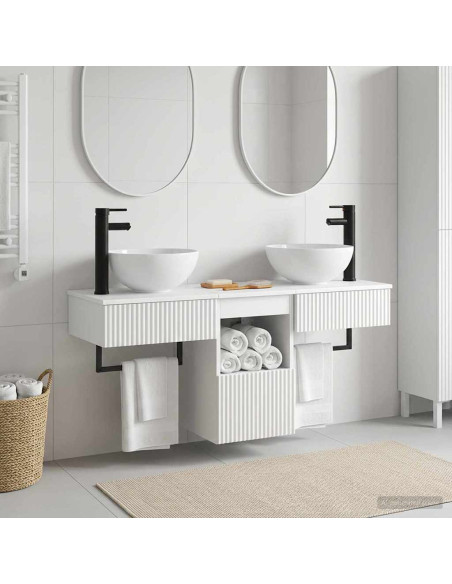 Set di mobili per il bagno 3 pz Bianco Lucido