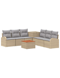Set di divani 8 pz Beige e Grigio Chiaro 2