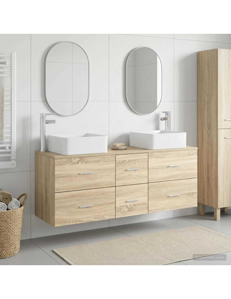Set di Armadi da Bagno 3 pz Rovere Sonoma 49,5 x 41 x 63 cm