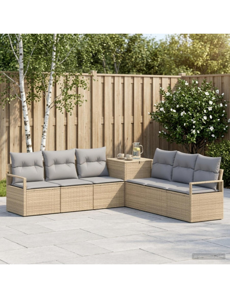 Set di divani 7 pz Beige e Grigio Chiaro