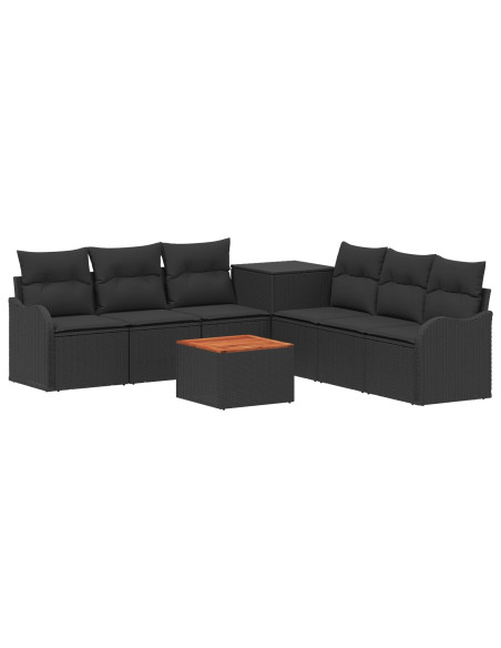 Set di divani 8 pz Nero Rattan sintetico e Acciaio