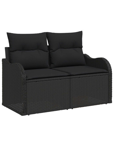 Set di divani 8 pz Nero Rattan sintetico e Acciaio