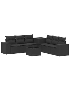 Set di divani 8 pz Nero Rattan sintetico e Acciaio 2