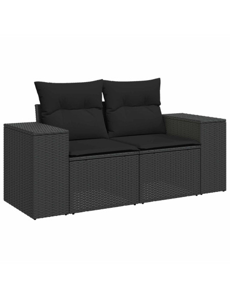 Set di divani 8 pz Nero Rattan sintetico e Acciaio