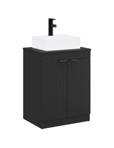 Set di mobili per il bagno Nero Legno ingegnerizzato 2