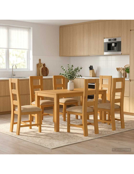 Set da pranzo 7 pz Beige Legno di Quercia Massello