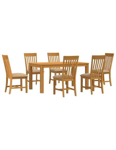 Set da pranzo 7 pz Beige Legno di Quercia Massello