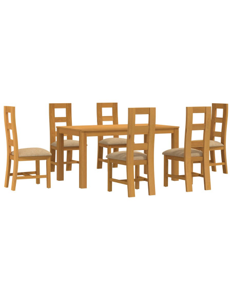 Set da pranzo 7 pz Beige Legno di Quercia Massello