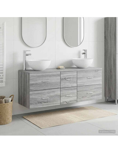 Set di Armadi da Bagno 3 pz Sonoma grigio 49,5 x 41 x 64,5 cm