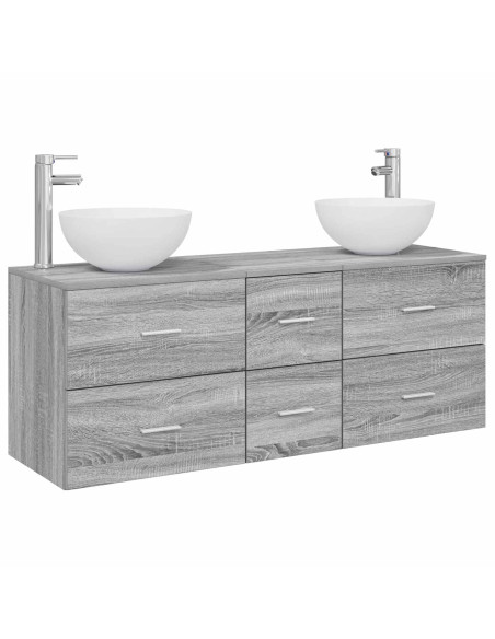 Set di Armadi da Bagno 3 pz Sonoma grigio 49,5 x 41 x 64,5 cm