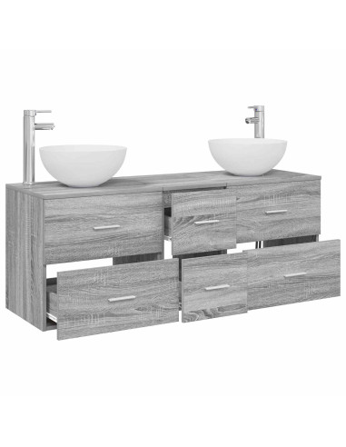 Set di Armadi da Bagno 3 pz Sonoma grigio 49,5 x 41 x 64,5 cm