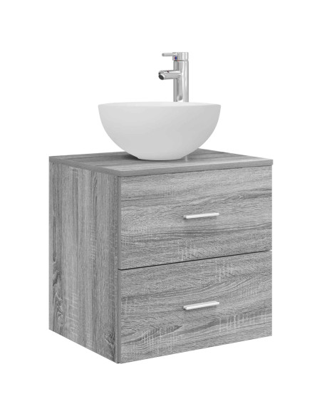 Set di Armadi da Bagno 3 pz Sonoma grigio 49,5 x 41 x 64,5 cm