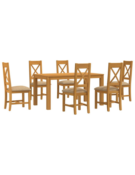 Set da pranzo 7 pz Beige Legno di Quercia Massello