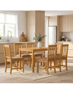 Set da pranzo 7 pz Grigio Legno di Quercia Massello