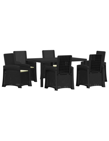 Set da Pranzo per Giardino 7 pz Antracite e Crema PP