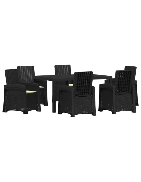 Set da Pranzo per Giardino 7 pz Antracite e Crema PP