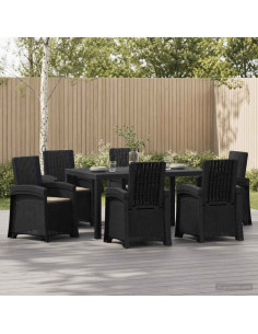 Set da Pranzo per Giardino 7 pz Antracite e Tortora PP