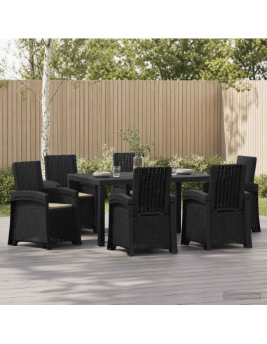 Set da Pranzo per Giardino 7 pz Antracite e Tortora PP