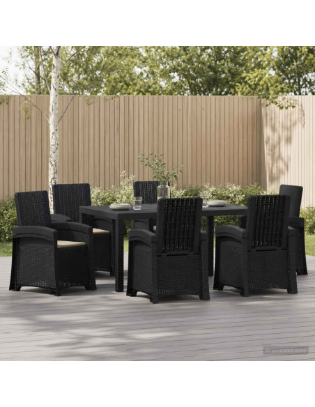 Set da Pranzo per Giardino 7 pz Antracite e Tortora PP