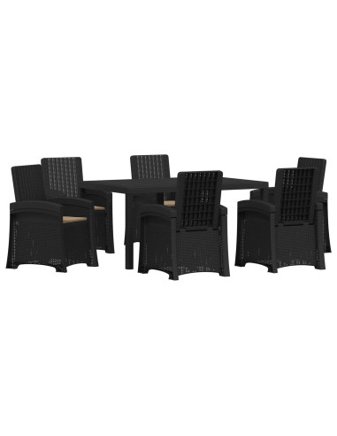 Set da Pranzo per Giardino 7 pz Antracite e Tortora PP