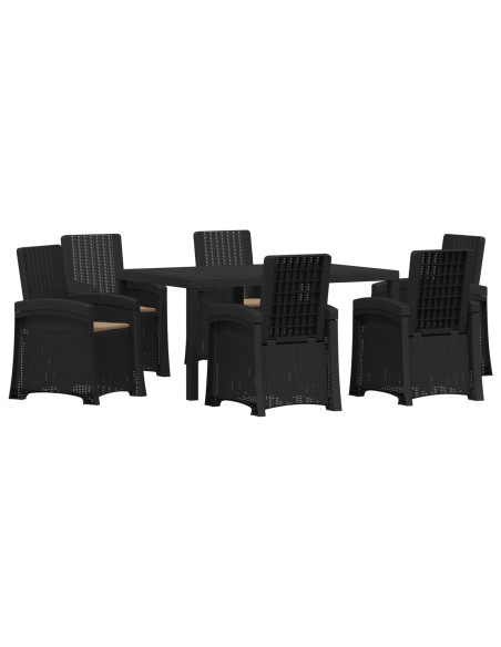 Set da Pranzo per Giardino 7 pz Antracite e Tortora PP