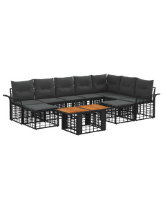 Set Divano da Giardino 10 pz Nero e Grigio scuro polyrattan 2