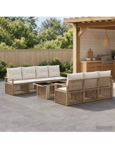 Set Divano da Giardino 8 pz Beige e Bianco Crema polyrattan