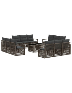 Set Divano da Giardino 13 pz Grigio e Grigio Scuro polyrattan 2