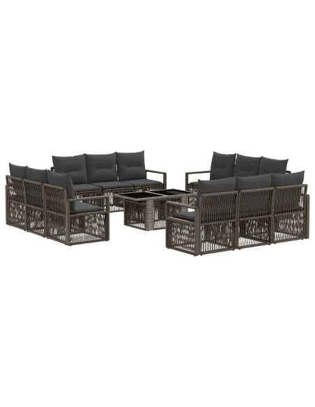 Set Divano da Giardino 13 pz Grigio e Grigio Scuro polyrattan