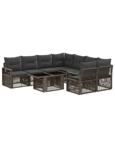 Set Divano da Giardino 9 pz Grigio e Grigio Scuro polyrattan 2