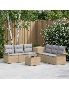 Set di divani 8 pz Beige e Grigio Chiaro