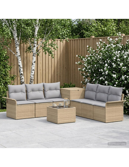 Set di divani 8 pz Beige e Grigio Chiaro