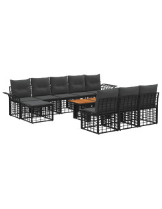 Set Divano da Giardino 11 pz Nero e Grigio scuro polyrattan 2