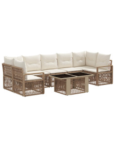 Set Divano da Giardino 8 pz Beige e Bianco Crema polyrattan 2