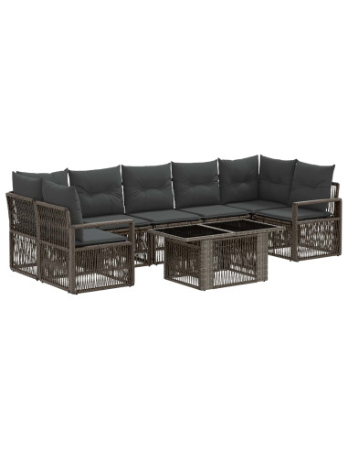 Set Divano da Giardino 8 pz Grigio e Grigio Scuro polyrattan