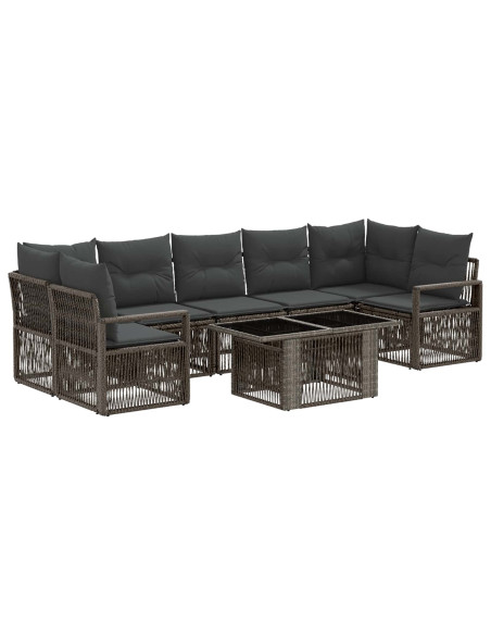 Set Divano da Giardino 8 pz Grigio e Grigio Scuro polyrattan