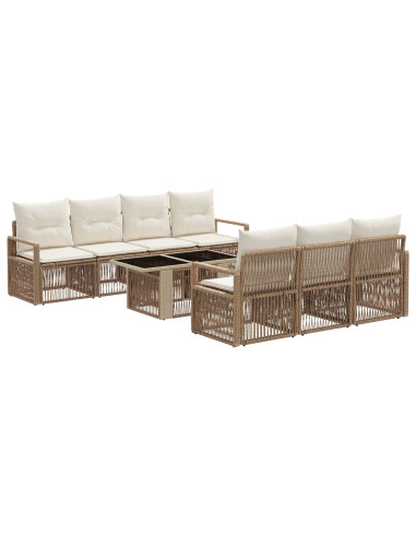 Set Divano da Giardino 8 pz Beige e Bianco Crema polyrattan
