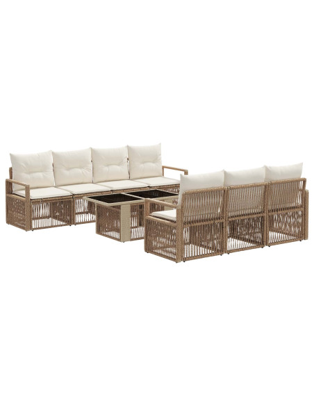 Set Divano da Giardino 8 pz Beige e Bianco Crema polyrattan