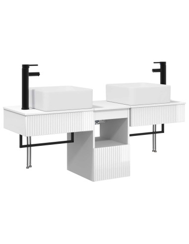 Set di Armadi da Bagno 3 pz Bianco Lucido 53 x 35 x 39 cm