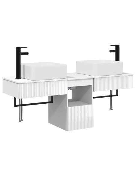 Set di Armadi da Bagno 3 pz Bianco Lucido 53 x 35 x 39 cm