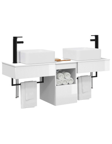 Set di Armadi da Bagno 3 pz Bianco Lucido 53 x 35 x 39 cm