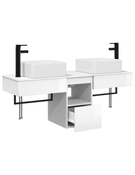 Set di Armadi da Bagno 3 pz Bianco Lucido 53 x 35 x 39 cm