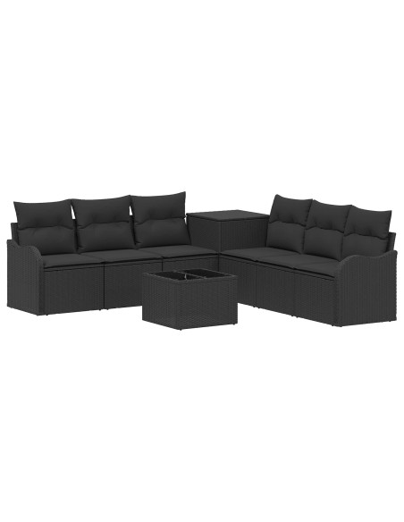 Set di divani 8 pz Nero Rattan sintetico e Acciaio