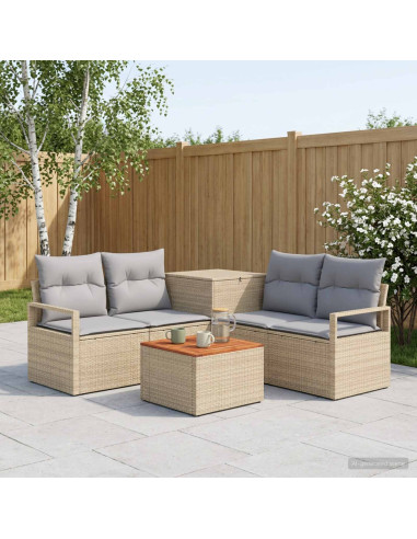 Set di divani 6 pz Beige e Grigio Chiaro