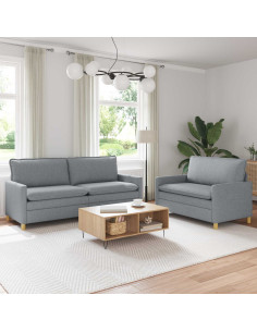 Set di divani 2 pz Grigio chiaro Tessuto