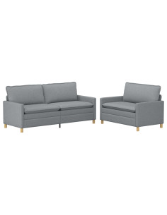 Set di divani 2 pz Grigio chiaro Tessuto 2