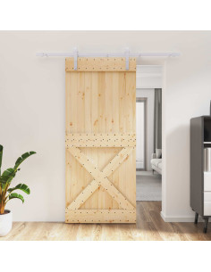 Porta scorrevole Naturale e Bianco 90 x 210 cm