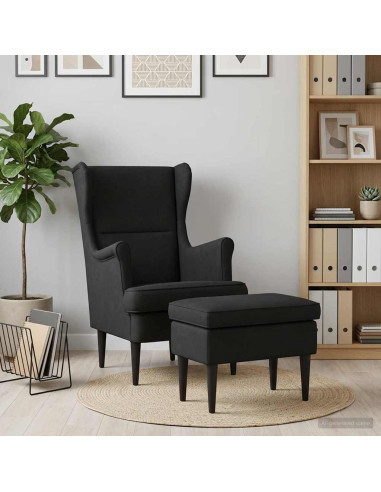 Poltrona con Ottomano 2 pz Nero Velluto