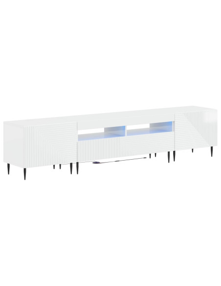 Mobile TV LED a 3 pezzi Bianco Lucido Legno ingegnerizzato