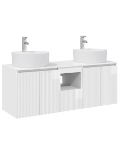 Set di Armadi da Bagno 3 pz Bianco Lucido 49,5 x 44,5 x 65 cm 2